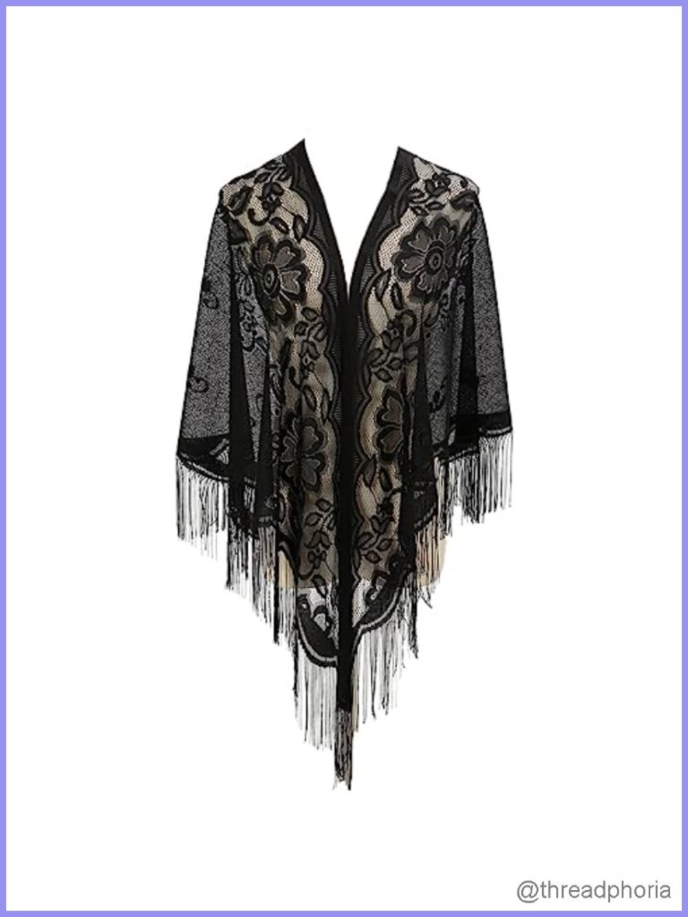 Women's 100% Polyester Hollow Breathable Tassel Triangle Shawl Wrap